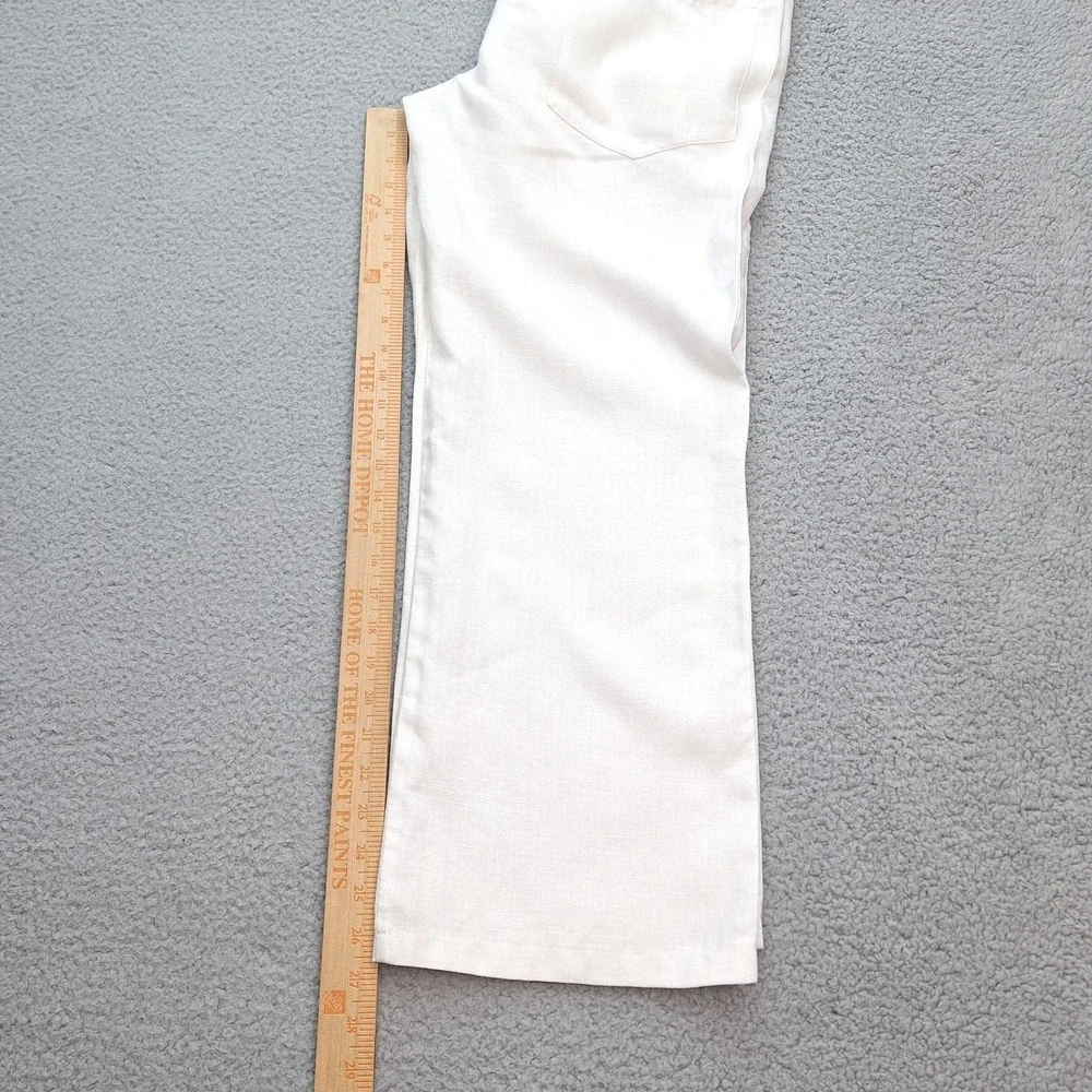 H&M Pants Womens US 32 Large White Linen Wide Leg Drawstring Coastal Resort
